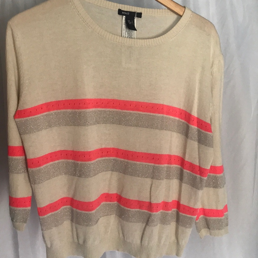 ✨ neon pink & silver stripe sweater